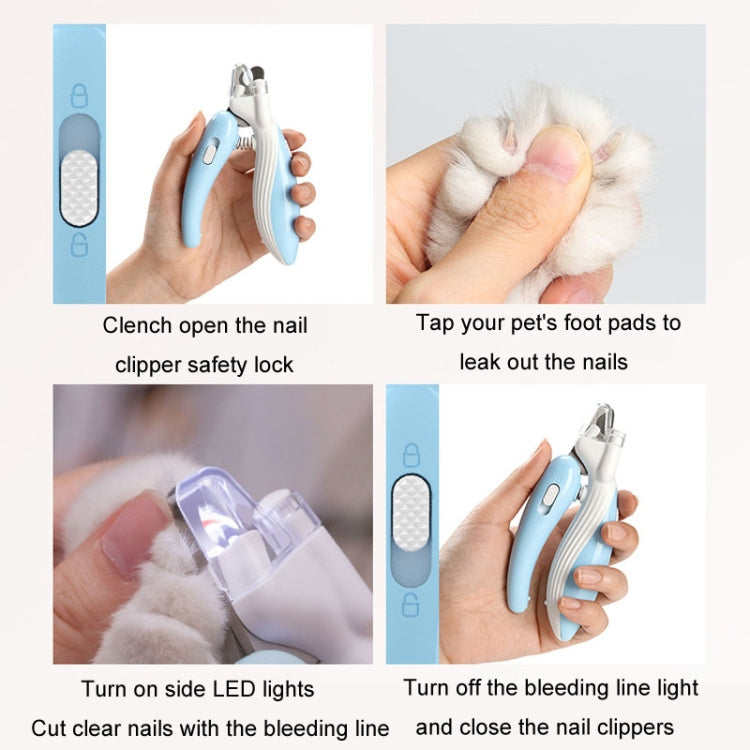 Pet Nail Clipper Dogs And Cats Fingernail Trimmers With LED Lighting(Peach Pink)