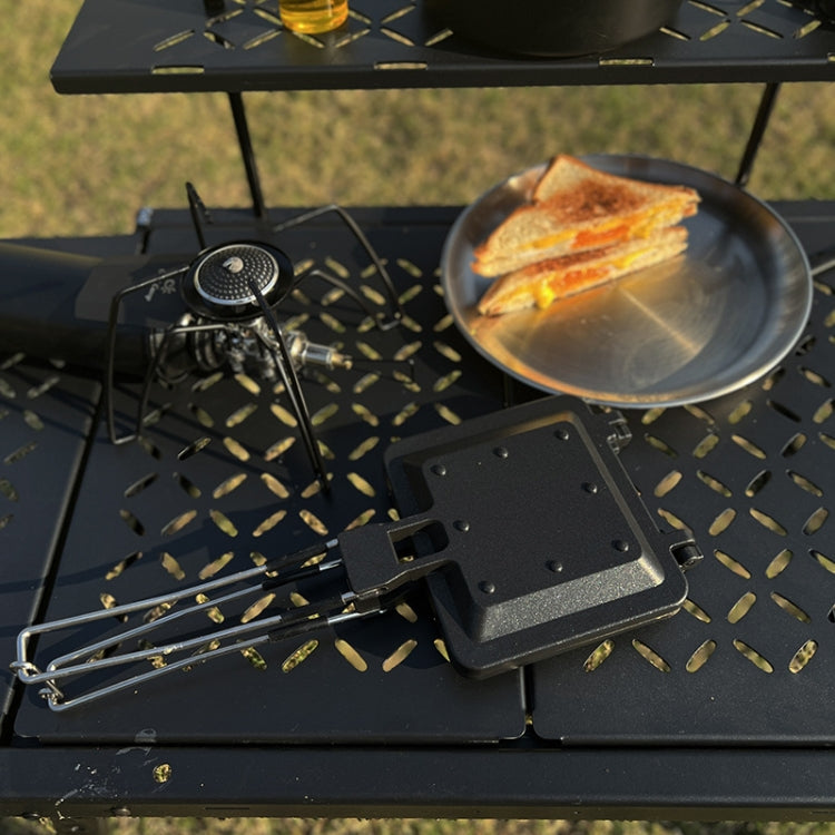 COOL CAMP CF-807 Outdoor Camping Folding Portable Sandwich Nonstick Grill Pan Toast Double Sided Skillet(Black)