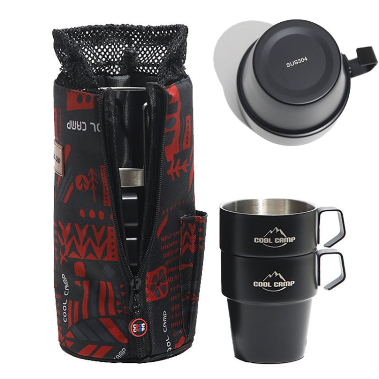 4 In 1 Set COOL CAMP CF-519 Outdoor Camping 304 Stainless Steel Coffee Cup Thermal Insulation Anti-Scald Double Vacuum Mugs