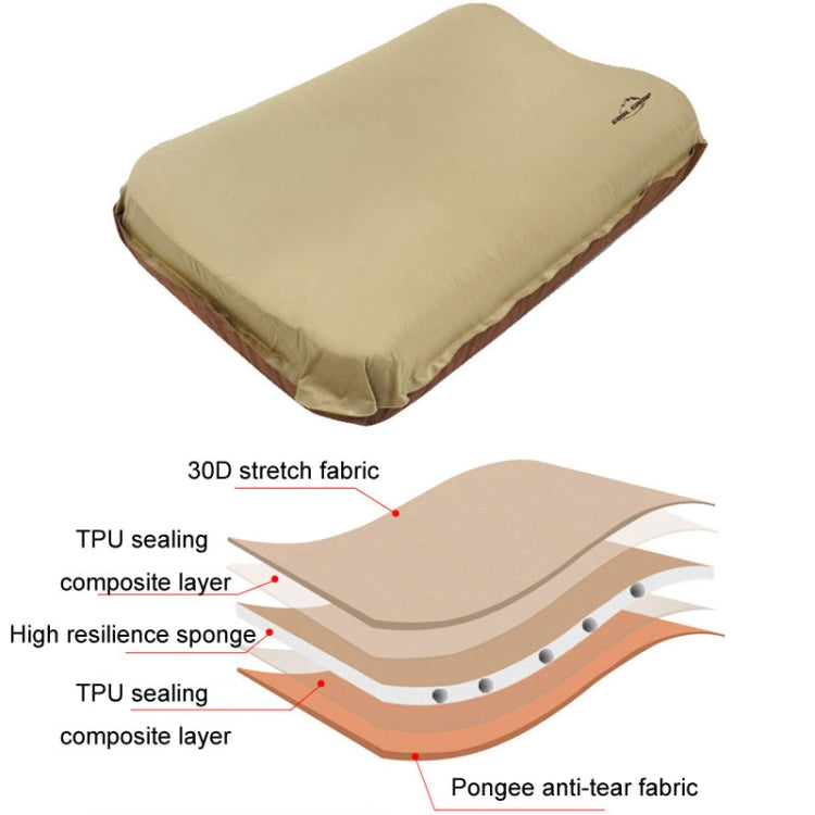 COOL CAMP CF-1111 Outdoor Automatic Inflatable Pillow Portable Travel Camping Tent Nap Sponge Pillow(Khaki)