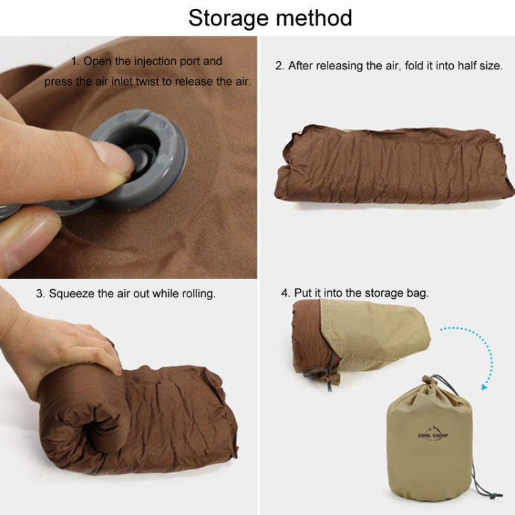 COOL CAMP CF-1111 Outdoor Automatic Inflatable Pillow Portable Travel Camping Tent Nap Sponge Pillow(Khaki)
