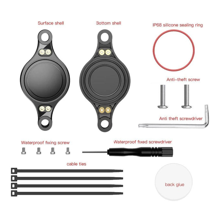For Airtag Bicycle Mount Protective Case Anti-theft IP68 Waterproof Shell(Black)