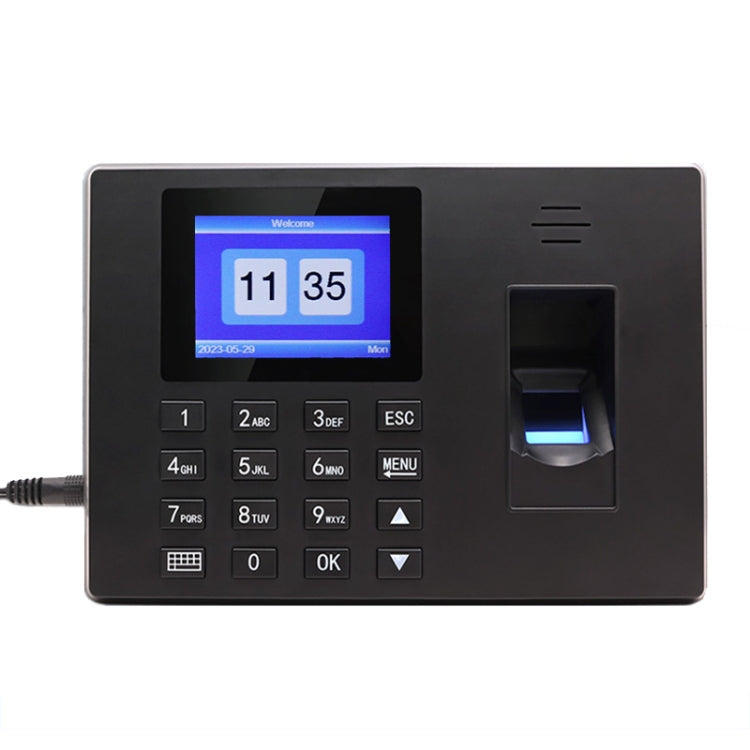 Fingerprint Recognition Voice Broadcast Smart Report Generation Attendance Machine, Model: Black US Plug