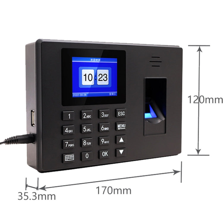 Fingerprint Recognition Voice Broadcast Smart Report Generation Attendance Machine, Model: Black US Plug