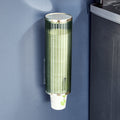 Punch-free Disposable Cup Dispenser Paper Cup Storage Rack without Cup(Dark Green+Gold)