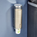 Punch-free Disposable Cup Dispenser Paper Cup Storage Rack without Cup(Transparent Gray+Silver)