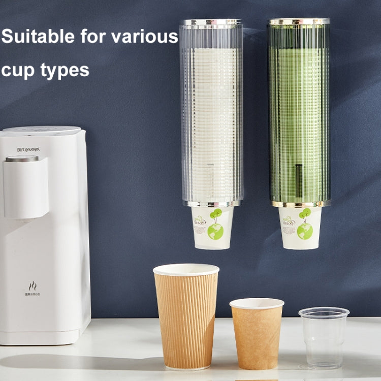 Punch-free Disposable Cup Dispenser Paper Cup Storage Rack without Cup(Transparent+Silver)
