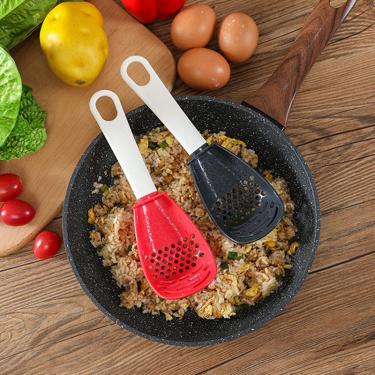 Kitchen Multifunctional Mashing Spoon Household Auxiliary Food Grinding Cooking Ladle Stir-Fry Spatula(Red)