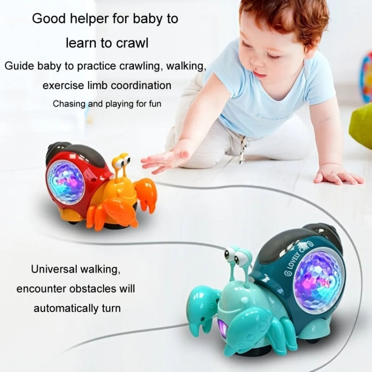 Crawling Hermit Crab Educational Electrical Toys Universal Music Light Projection Cartoon Children Toys(Orange)