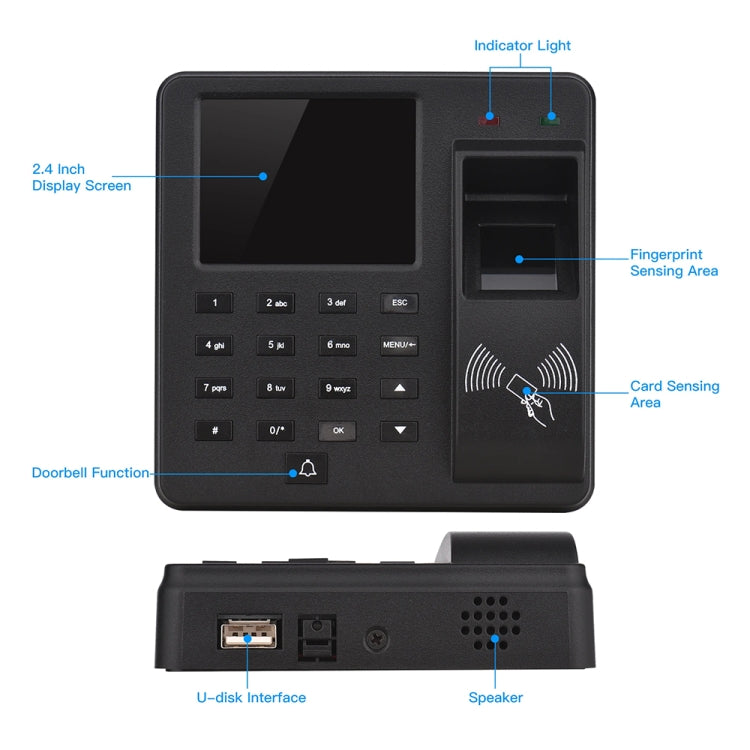 M10 Smart ID Card Recognition Fingerprint Access Control All-in-one Attendance Machine(English Version)