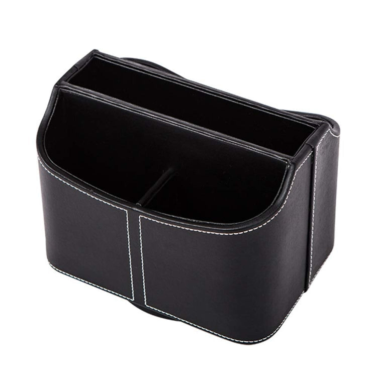 360 Degrees Rotating Desk Organizer Storage Box PU Leather Remote Control Holder, Style: Geometric Pattern