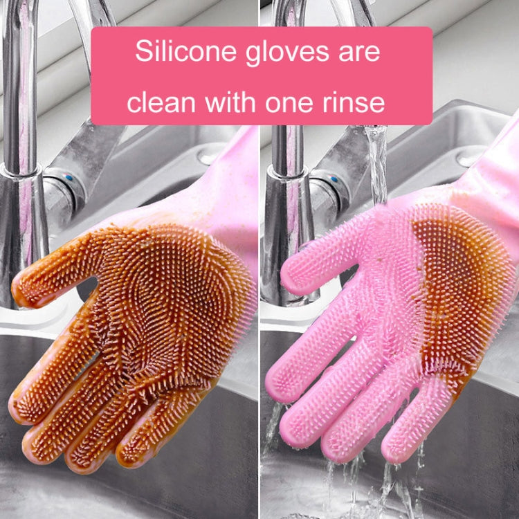 Kitchen Silicone Dishwash Gloves Male And Female Household Chores Cleaning Mitts, Size: 160g(Pink)