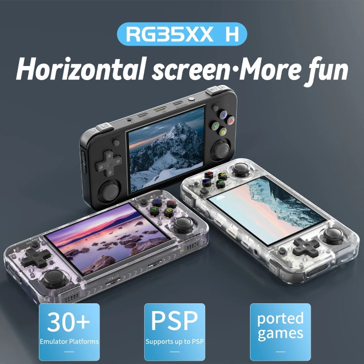 ANBERNIC RG35XX H Handheld Game Console 3.5 Inch IPS Screen Linux System 64GB(Transparent Purple)