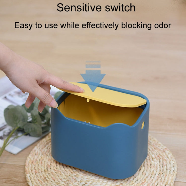 17.8 x 13 x 13.5cm Push Type Desktop Wastebasket Small Odor-Isolating Pet Litter Pan(Yellow Blue)
