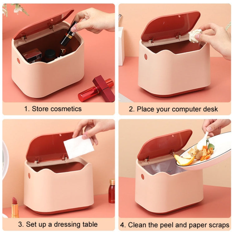 17.8 x 13 x 13.5cm Push Type Desktop Wastebasket Small Odor-Isolating Pet Litter Pan(Pink)