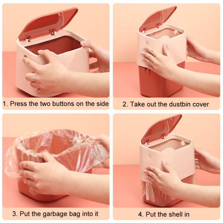 17.8 x 13 x 13.5cm Push Type Desktop Wastebasket Small Odor-Isolating Pet Litter Pan(Pink)
