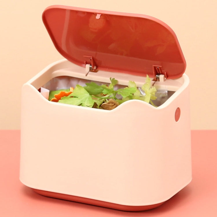 17.8 x 13 x 13.5cm Push Type Desktop Wastebasket Small Odor-Isolating Pet Litter Pan(Pink)
