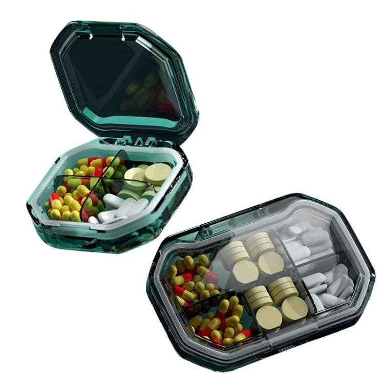 Portable Mini Compartmentalized Sealed Pill Box Weekly Morning And Evening Pill Capsule Dispensing Box, Style: 6 Grids Green