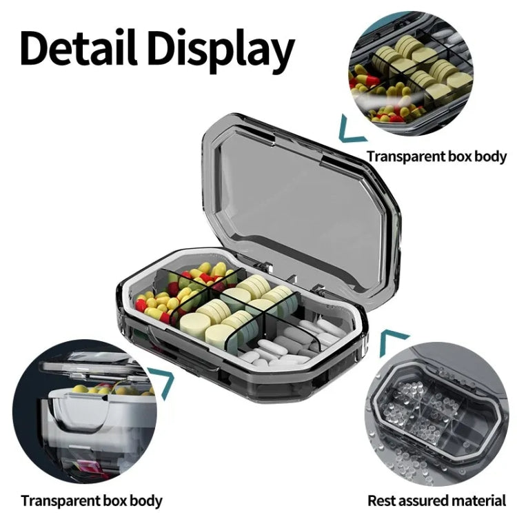 Portable Mini Compartmentalized Sealed Pill Box Weekly Morning And Evening Pill Capsule Dispensing Box, Style: 6 Grids Green