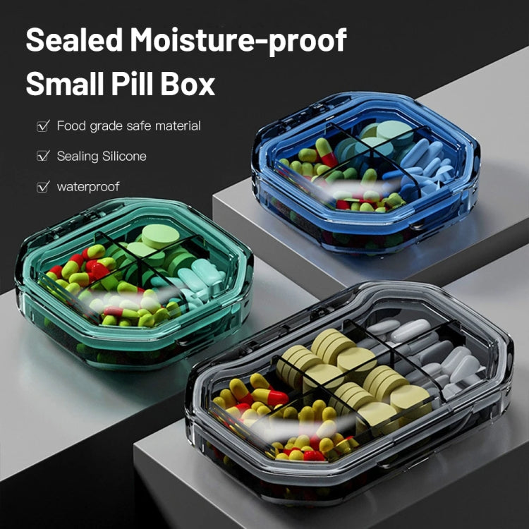 Portable Mini Compartmentalized Sealed Pill Box Weekly Morning And Evening Pill Capsule Dispensing Box, Style: 4 Grids Green