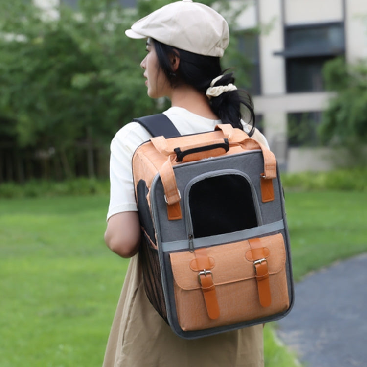 Outdoor Portable Shoulder Pet Backpack Handheld Foldable Breathable Cat Bag(Style 6 Blue)