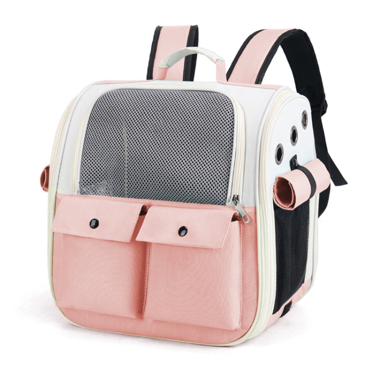 Breathable Square Cat Backpack Foldable Outdoor Portable Pet Bag(Model 4 Pink)