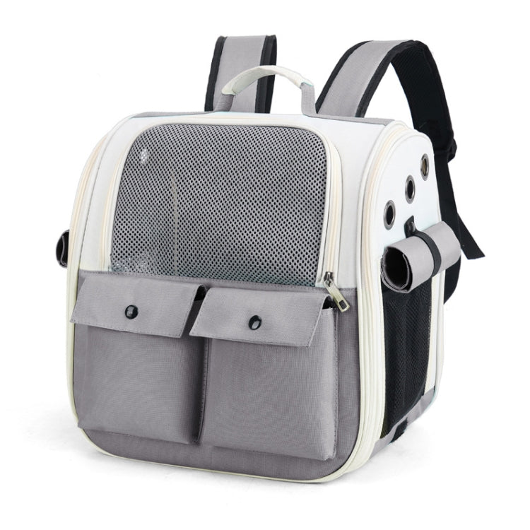 Breathable Square Cat Backpack Foldable Outdoor Portable Pet Bag(Model 4 Gray)