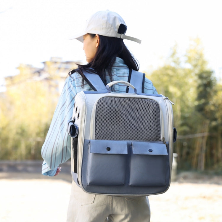 Breathable Square Cat Backpack Foldable Outdoor Portable Pet Bag(Model 4 Gray)