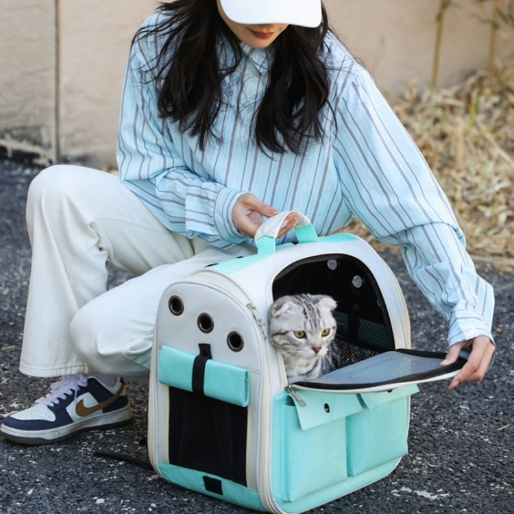 Breathable Square Cat Backpack Foldable Outdoor Portable Pet Bag(Model 4 Gray)