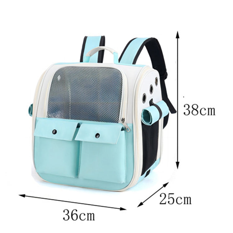 Breathable Square Cat Backpack Foldable Outdoor Portable Pet Bag(Model 4 Blue)