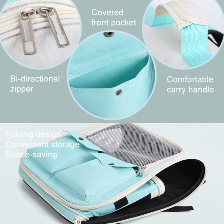 Breathable Square Cat Backpack Foldable Outdoor Portable Pet Bag(Model 4 Blue)