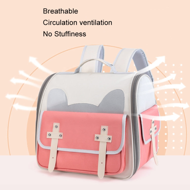 Outdoor Cat Backpack Large Capacity Breathable Pet Bag(Model 7 Pink)