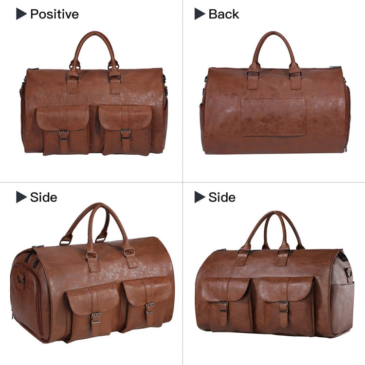 Large Capacity Foldable Travel Duffel Bag Outdoor Fitness Bag with Shoe Compartment, Color: Brown
