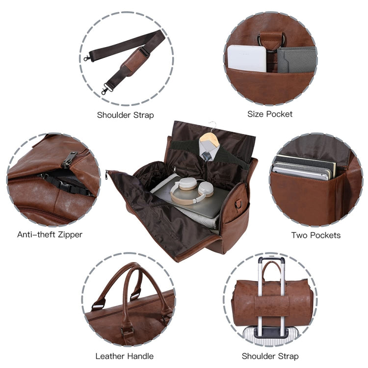 Large Capacity Foldable Travel Duffel Bag Outdoor Fitness Bag with Shoe Compartment, Color: Brown