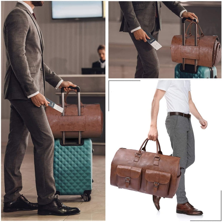 Large Capacity Foldable Travel Duffel Bag Outdoor Fitness Bag with Shoe Compartment, Color: Brown