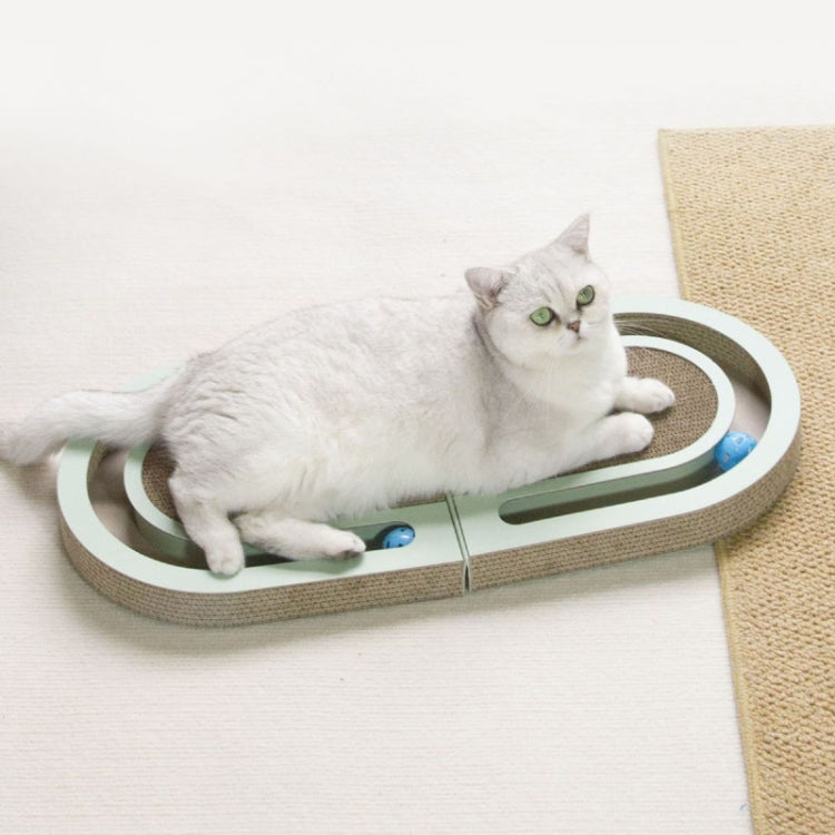 Pet Fun Cats Scratching Board Cats Claw Rubbing Toys Foldable With Ball(Green)