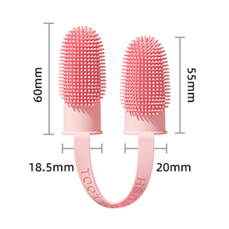 2pcs Pet Teeth Cleaning Dual Finger Toothbrush Dogs And Cats Oral Cleaning Tools(Grass Yellow)