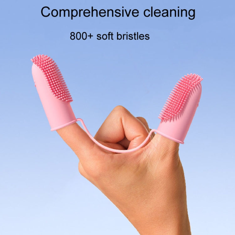 2pcs Pet Teeth Cleaning Dual Finger Toothbrush Dogs And Cats Oral Cleaning Tools(Pink)
