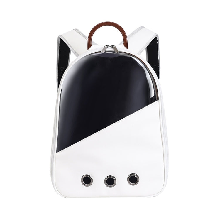 PU Pet Bag Cats And Dogs Outing Carrying Capsule Double Shoulder Backpacks(Model 1 Beige)