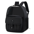 PU Pet Bag Cats And Dogs Outing Carrying Capsule Double Shoulder Backpacks(Model 6 Black)