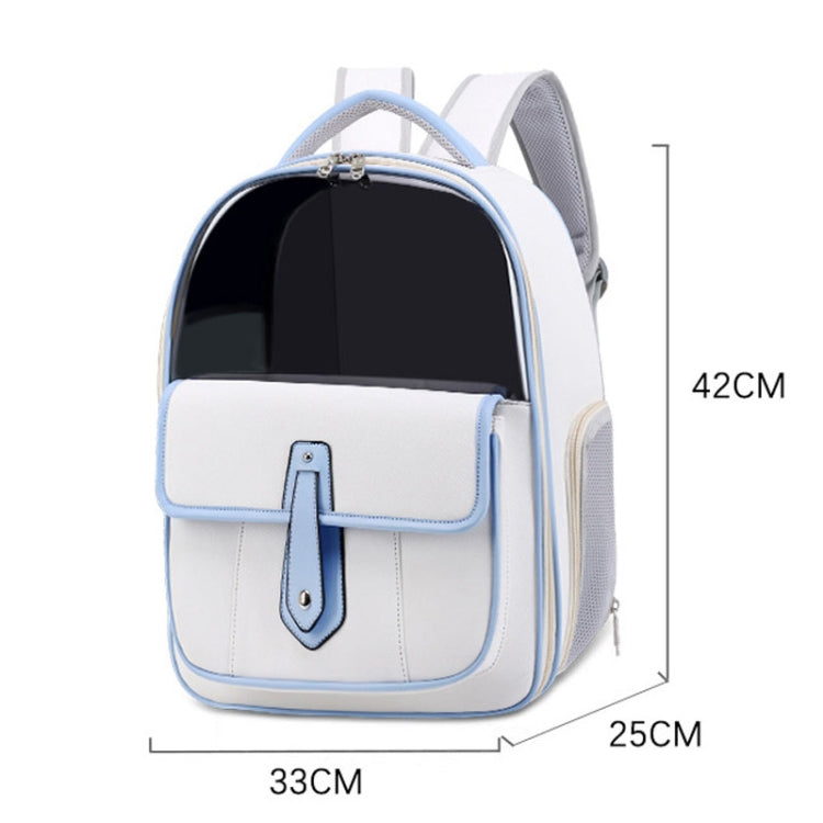 PU Pet Bag Cats And Dogs Outing Carrying Capsule Double Shoulder Backpacks(Model 6 White)