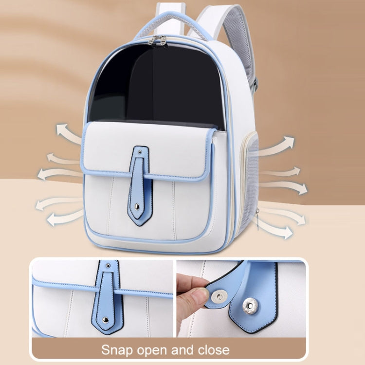 PU Pet Bag Cats And Dogs Outing Carrying Capsule Double Shoulder Backpacks(Model 6 Black)