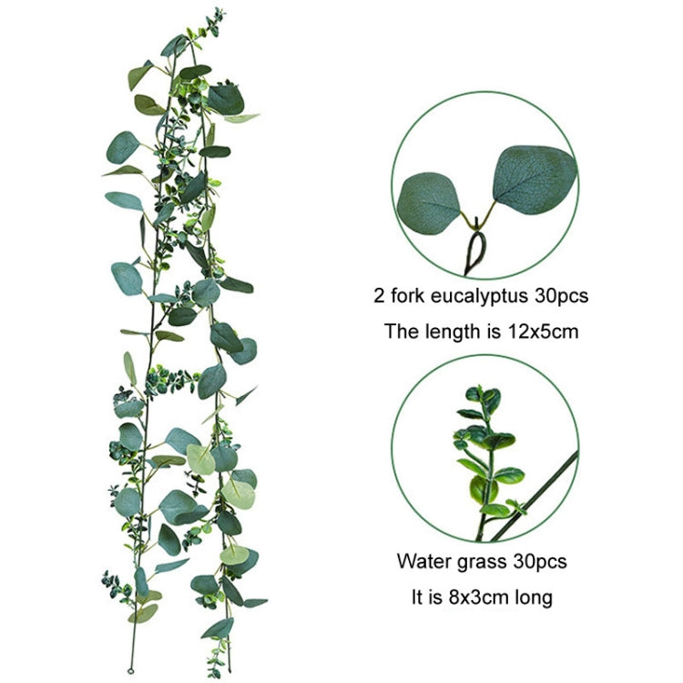 180cm Simulation Greenery Eucalyptus Ivy Leaf Rattan Hanging Fake Flower Decoration Rattan, Style: 60 Head C Model