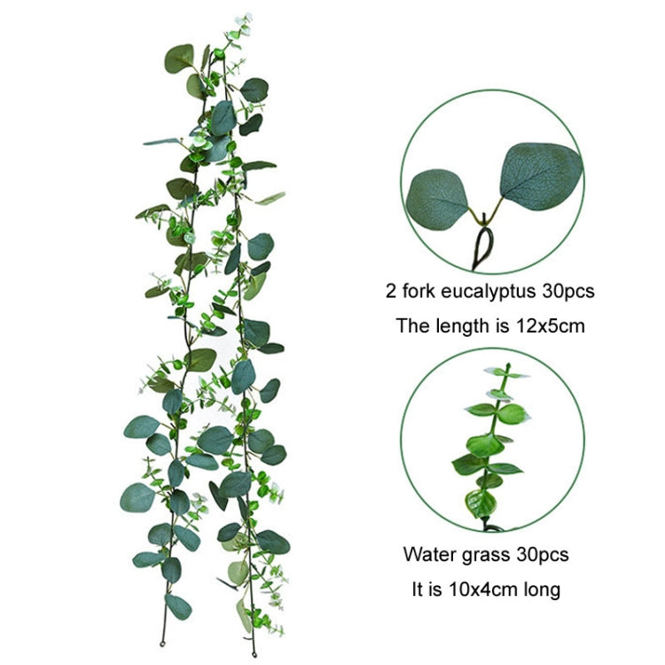 180cm Simulation Greenery Eucalyptus Ivy Leaf Rattan Hanging Fake Flower Decoration Rattan, Style: 60 Head B Model