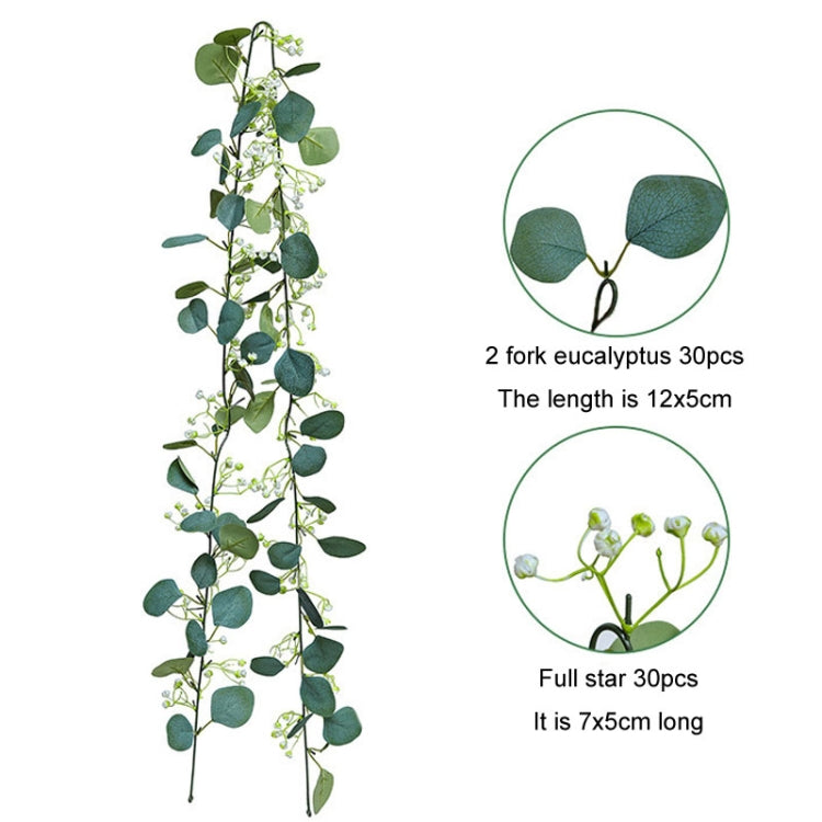 180cm Simulation Greenery Eucalyptus Ivy Leaf Rattan Hanging Fake Flower Decoration Rattan, Style: 60 Head A Model