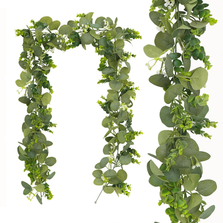 180cm Simulation Greenery Eucalyptus Ivy Leaf Rattan Hanging Fake Flower Decoration Rattan, Style: 60 Head B Model