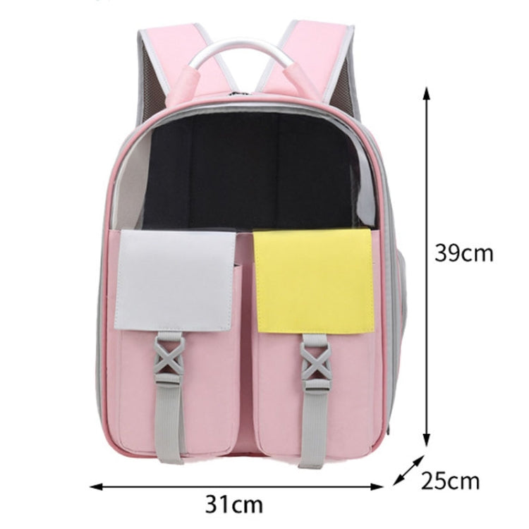 Pets Colorful Double Shoulder Bag Cats And Dogs Outing Carrying Capsule Backpacks(Model 6 Pink)