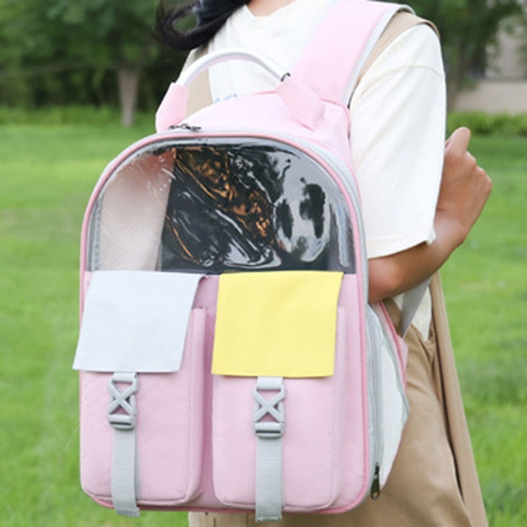 Pets Colorful Double Shoulder Bag Cats And Dogs Outing Carrying Capsule Backpacks(Model 6 Pink)