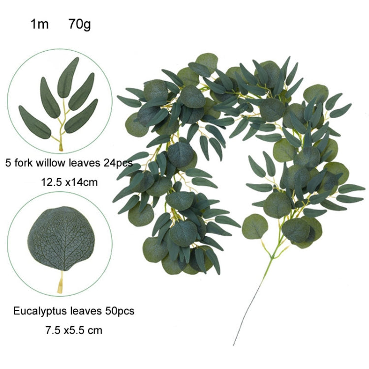 Artificial Greenery Eucalyptus Leaf Vine Simulation Rattan Home Decoration, Style: 1m Eucalyptus+5 Leaves Willow Gray White
