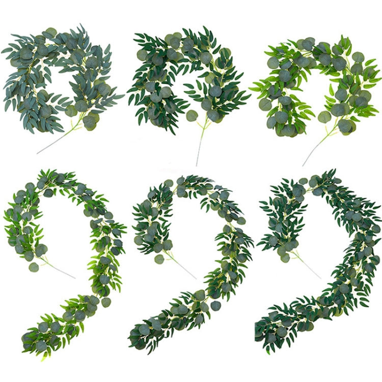 Artificial Greenery Eucalyptus Leaf Vine Simulation Rattan Home Decoration, Style: 1m Eucalyptus+5 Leaves Willow Gray White